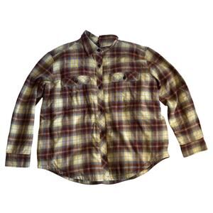 Eddie Bauer Women XL Flannel Sherpa Jacket Shacket Plaid Outdoor Western